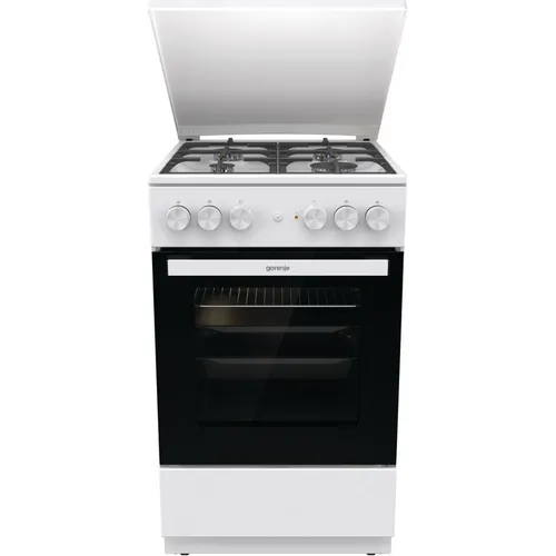 Газовая плита Gorenje GK5A42WF-B, электрическая духовка, металлическая крышка, чугун, белый