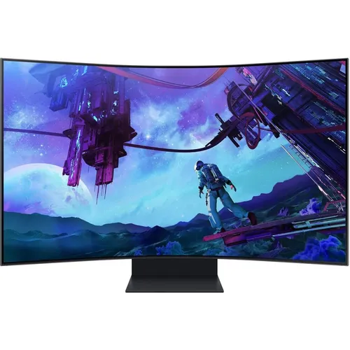 55" Монитор Samsung Odyssey Ark S55CG97WNI, 3840x2160, VA, 165Гц, 3хHDMI, 1хDP, изогнутый, черный [ls55cg97wnixci]