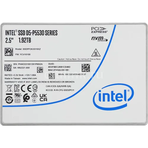 SSD накопитель Intel D5 P5530 SSDPF2KX019XZN1 1.92ТБ, 2.5", PCIe 4.0 x4, U.2