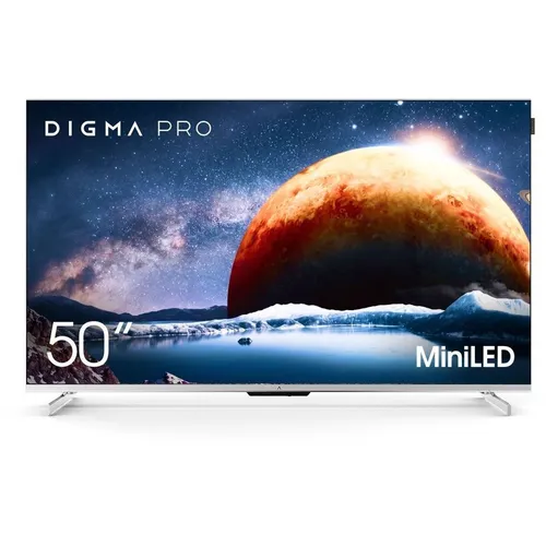 50" Телевизор DIGMA PRO Mini LED 50Q QLED, 4K Ultra HD, СМАРТ ТВ, Google TV, серебристый