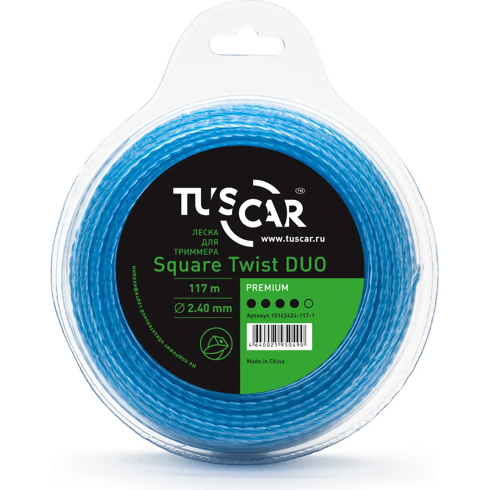 Леска для триммера TUSCAR Square Twist DUO Premium 10142424-117-1