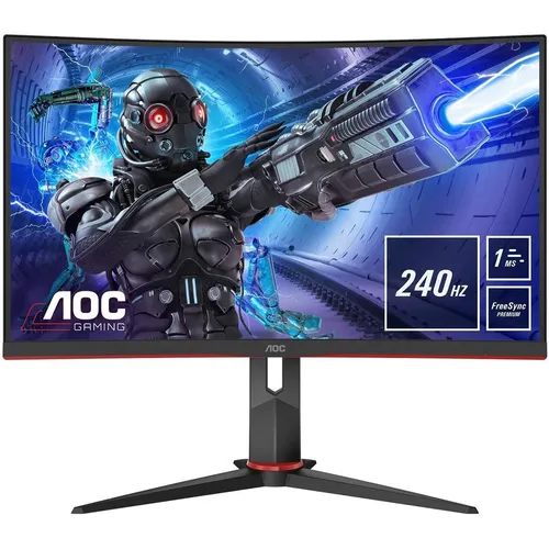 31.5" Монитор AOC Gaming C32G2ZE/BK, 1920x1080, VA, 240Гц, 2хHDMI, 1хDP, изогнутый, черный/красный и черный