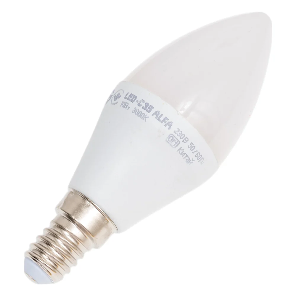 Лампа IEK LED ALFA C35 свеча 10Вт 230В 3000К E14 LLA-C35-10-230-30-E14