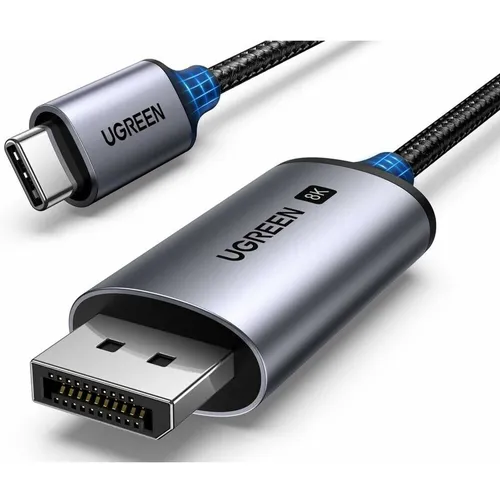 Кабель UGREEN 25157, USB Type-C (m) (прямой) - DisplayPort (m) (прямой), ферритовый фильтр , круглое, 1м, коробка, серый