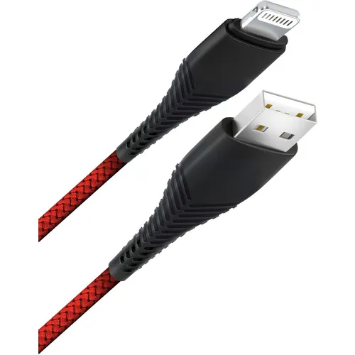 Кабель BORASCO Fishbone, Lightning (m) - USB (m), 1м, 3A, красный [50185]