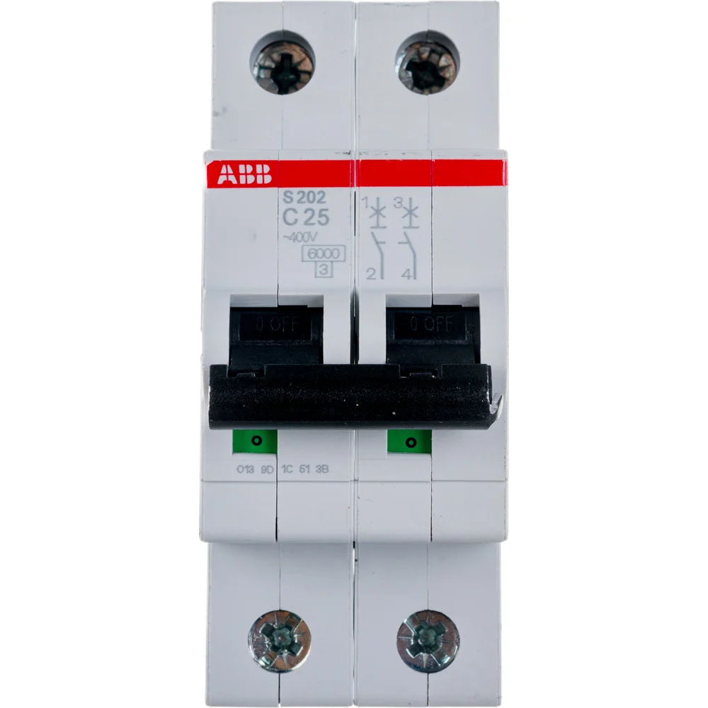 Автомат ABB S202 2п, C 25А, 6кА 2CDS252001R0254