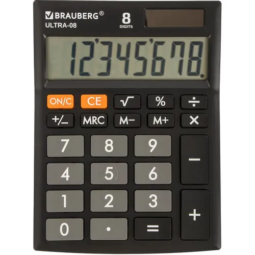 Калькулятор BRAUBERG Ultra, 08-Bk, 8-разрядный, черный