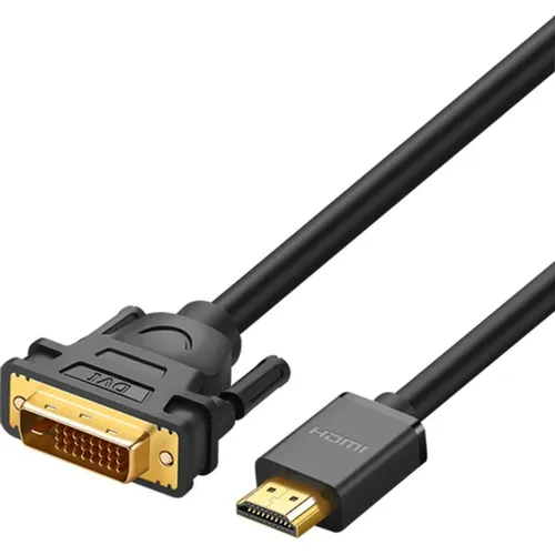 Кабель видео UGREEN HD106, HDMI (m) - DVI-D (m), 1.5м, GOLD, ф/фильтр, черный [11150]