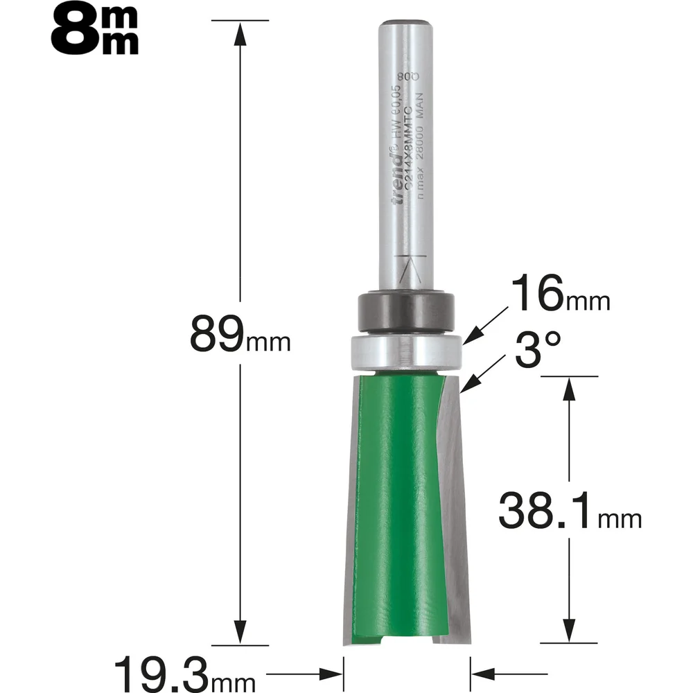 Кромочная обгонная фреза по дереву Trend C214BX8MMTC