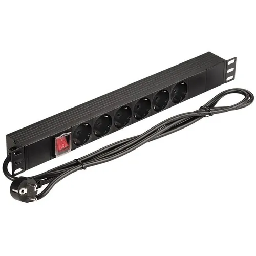 Блок распределения питания LanMaster NM-PD16A-6XSH+S-2.0, горизонт.размещ., SchukoХ6, Тип вход. тока 16A, 2м