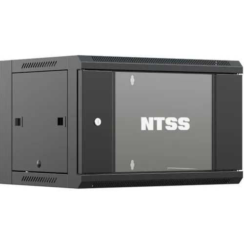 Шкаф коммутационный NTSS NTSS-W6U6060GS-BL настенный, стеклянная передняя дверь, 6U, 570x370x600 мм