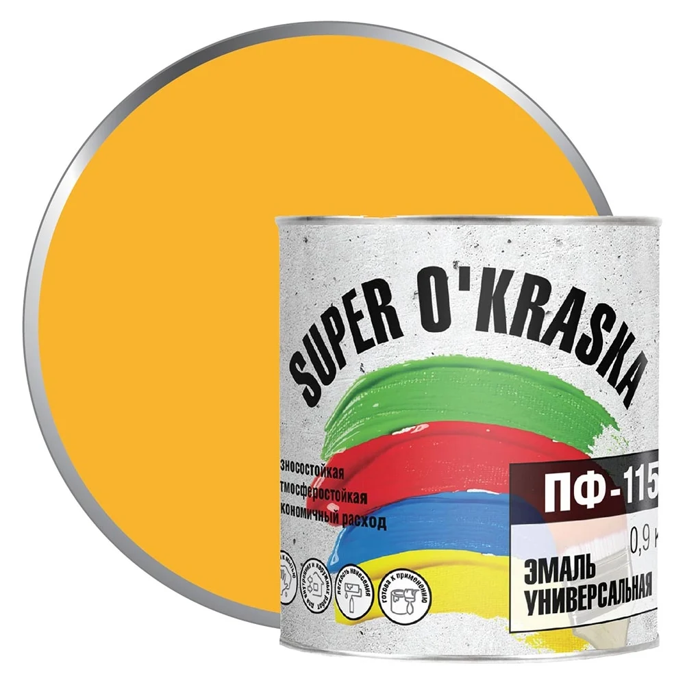 Эмаль super maler Желтый 0,9кг Лк-00005649