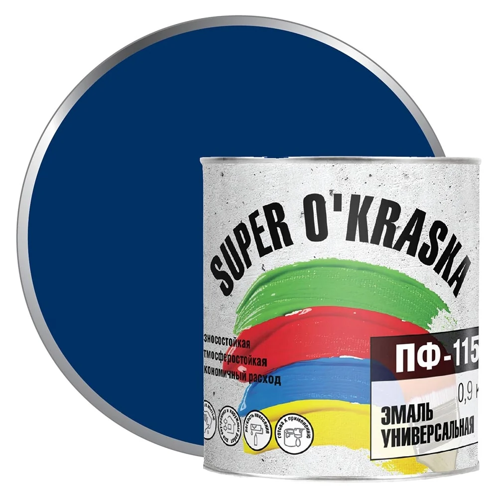 Эмаль super maler Синий 0,9кг Лк-00005659