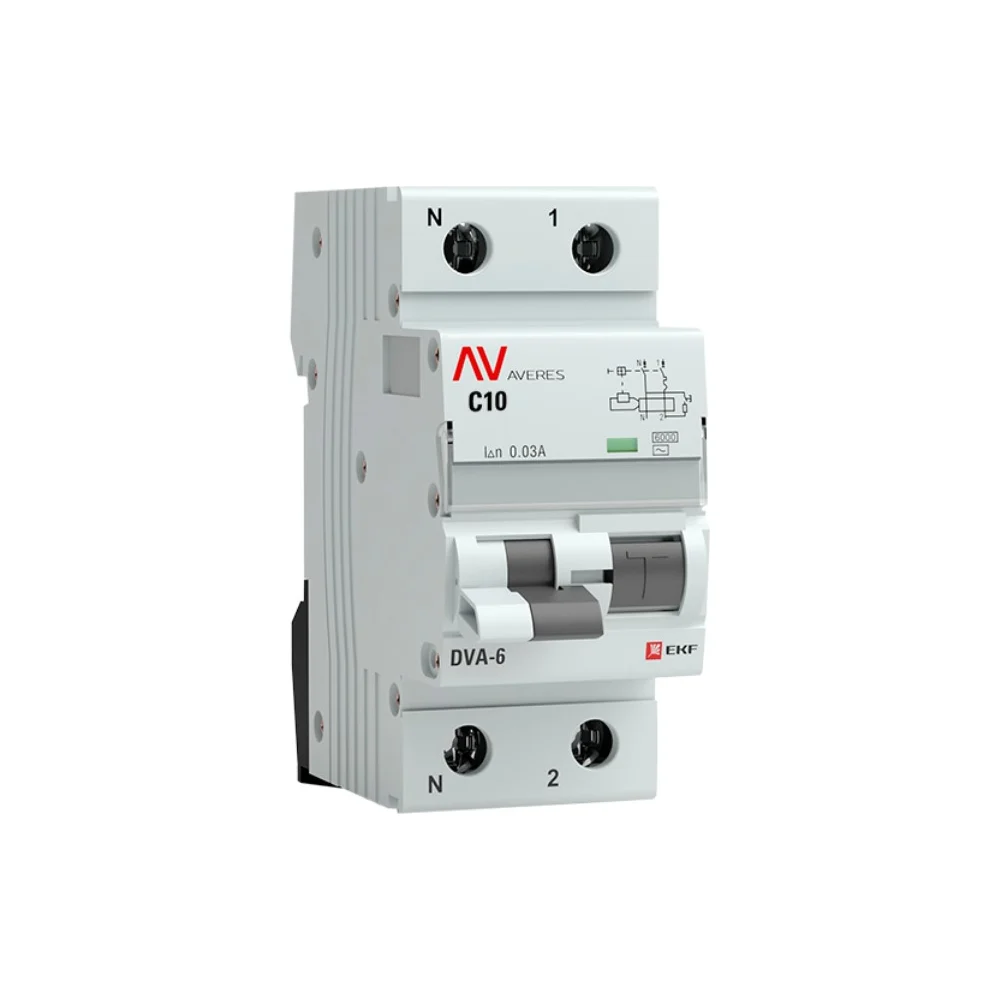 Дифференциальный автомат EKF DVA-6 AVERES rcbo6-1pn-10C-30-ac-av