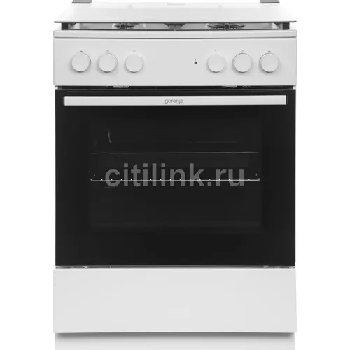 Газовая плита Gorenje GK6A20WF, электрическая духовка, стеклянная крышка, чугун, белый