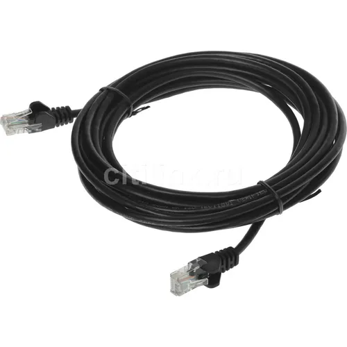 Патч-корд PREMIER PP10-5M/BK литой (molded), UTP, кат.5E, 5м, 4 пары, 26AWG, 0.02мм, медь, многожильный, черный