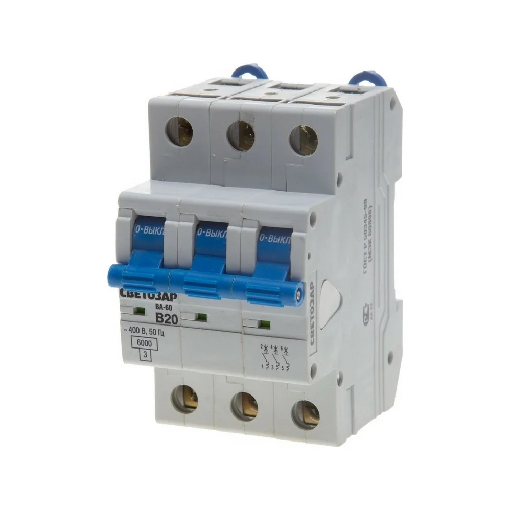 Автомат СВЕТОЗАР 3п, B, 6А, 6кА, 400В SV-49053-06-B