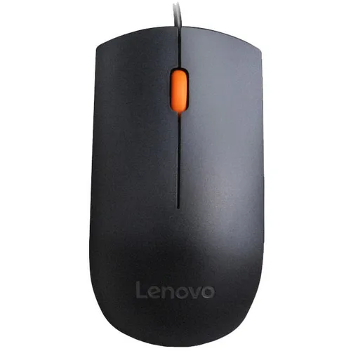 Мышь проводная Lenovo 300, оптическая, USB, 1600dpi, черный и оранжевый [gx30m39704]