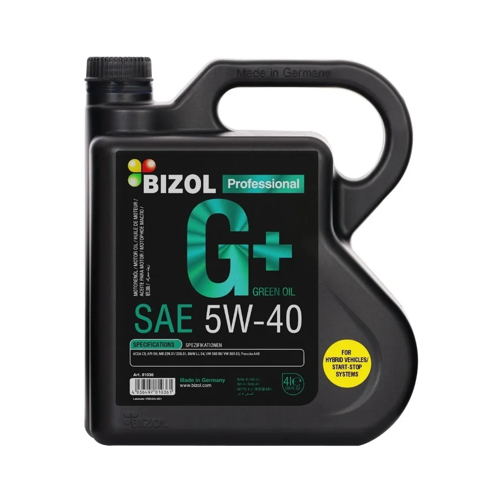 НС-синтетическое моторное масло Bizol Green Oil+ 5W-40, SN, C3 81036