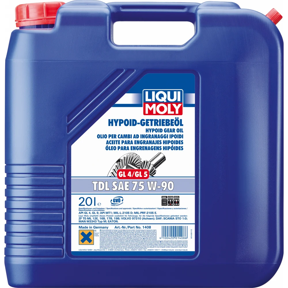 Полусинтетическое трансмиссионное масло LIQUI MOLY Hypoid-Getrieb.TDL 75W-90 GL-4/GL-5 1408
