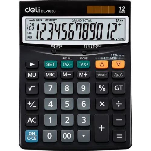Калькулятор Deli Core, E1630, 12-разрядный, черный
