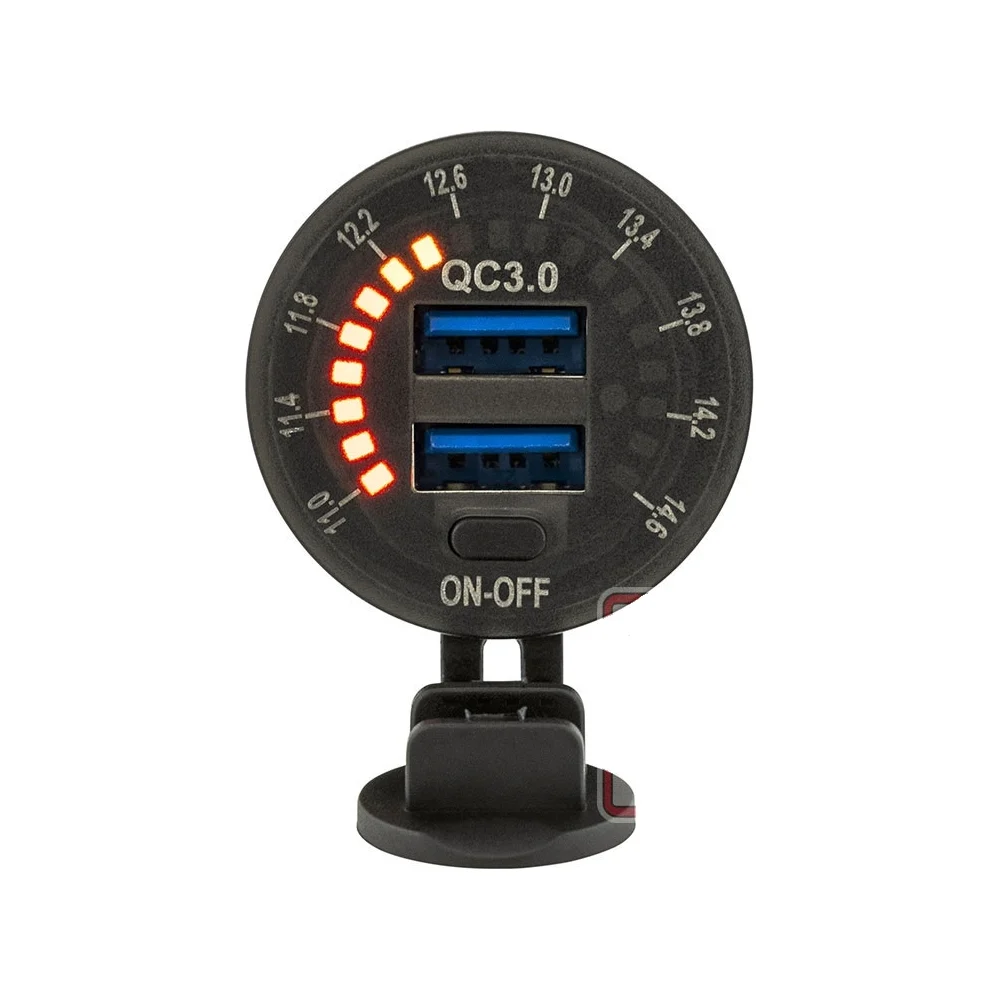 Розетка usb РИФ 2 QC 3.0 с вольтметром RIF22-4-01460