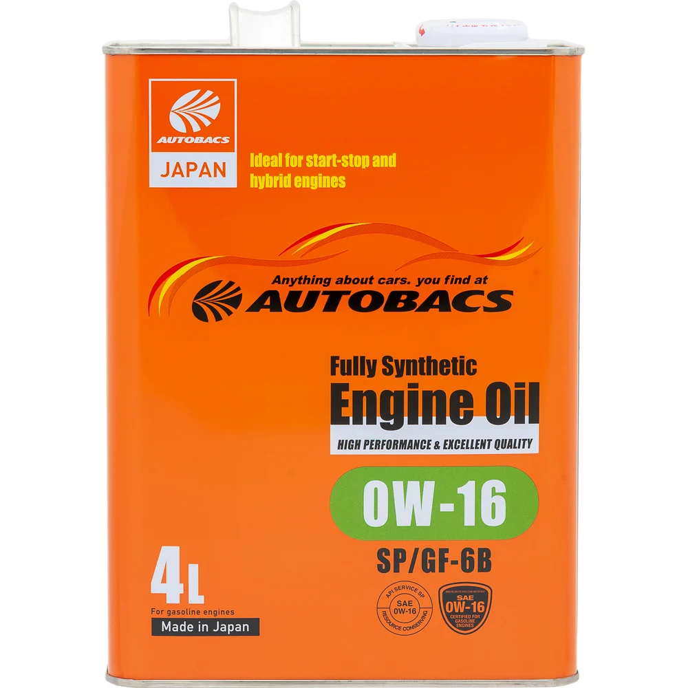 Моторное масло AUTOBACS 0W-16 ENGINE OIL API SP ILSAC GF-6B FULLY SYNTHETIC A00032226